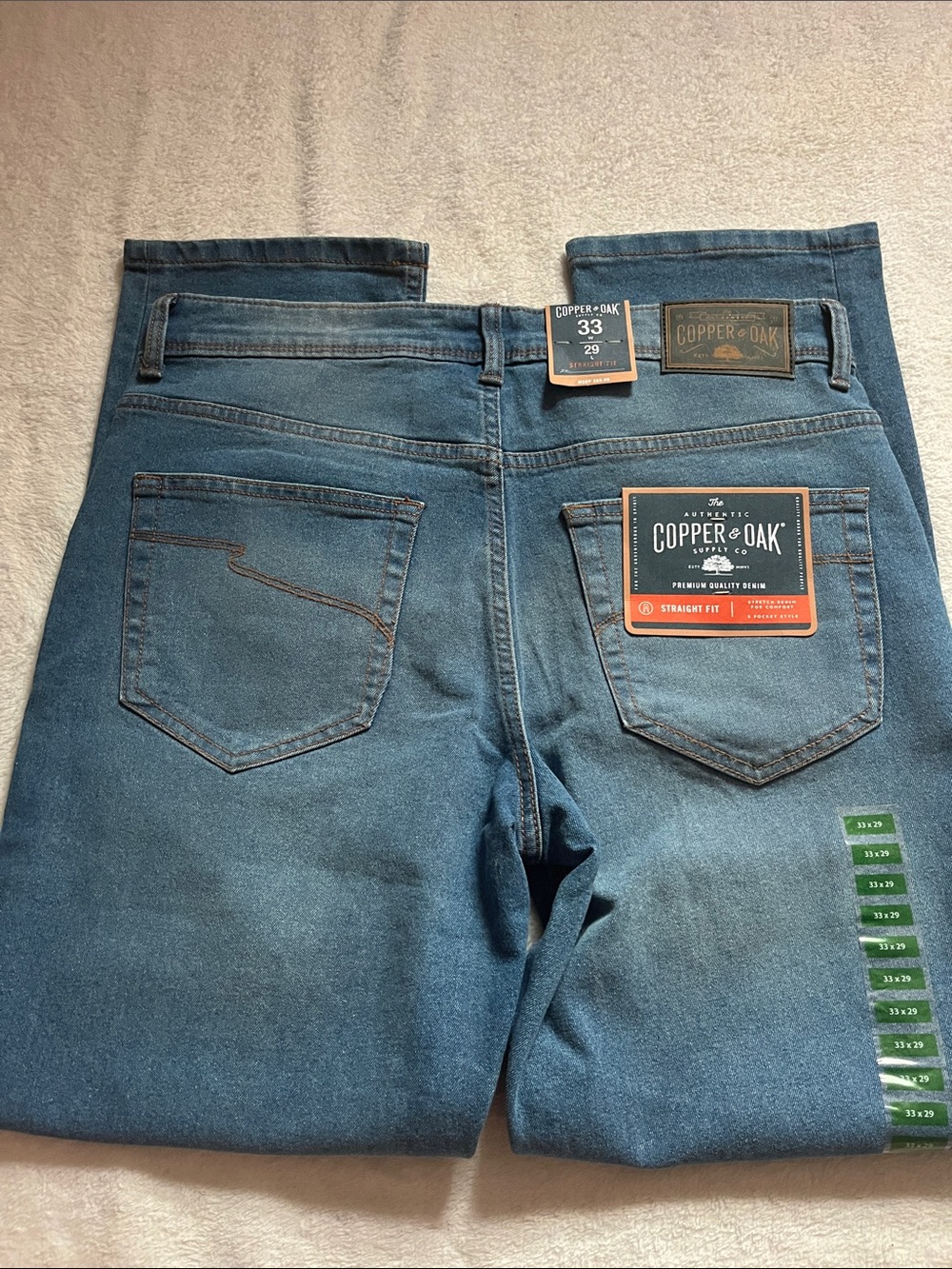 Copper & Oak Men's Straight Fit Jeans in Medium Blue